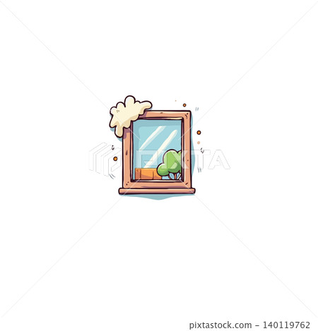 This artwork captures a tranquil indoor scene where a window acts as a portal to a peaceful outside world. A serene sky and plant are reflected, creating a sense of calm and botanical beauty This artwork captures a tranquil indoor scene where a window acts as a portal to a peaceful outside world. A serene sky and plant are reflected, creating a sense of calm and botanical beauty 140119762