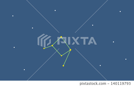一幅彩色插圖，描繪了天秤座的星座線條漂浮在星空中。 140119793