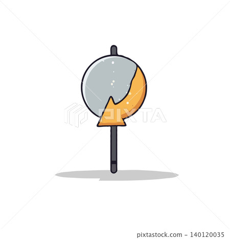 A visually engaging illustration featuring a distinctive directional arrow, cleverly designed to indicate rotation. The arrow gracefully wraps around a stylized grey circular object, supported by a A visually engaging illustration featuring a distinctive directional arrow, cleverly designed to indicate rotation. The arrow gracefully wraps around a stylized grey circular object, supported by a 140120035