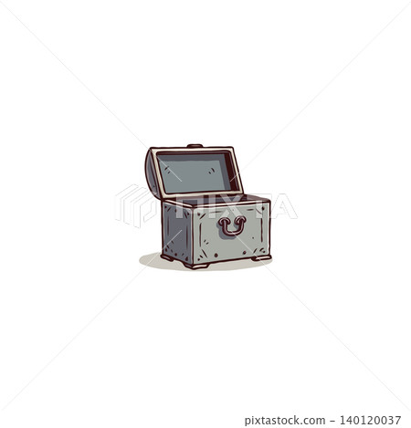 The hand-drawn illustration showcases an open treasure chest with stylized lines and a vintage aesthetic. The treasure chest evokes a feeling of mystery and invites you to imagine the untold stories The hand-drawn illustration showcases an open treasure chest with stylized lines and a vintage aesthetic. The treasure chest evokes a feeling of mystery and invites you to imagine the untold stories 140120037
