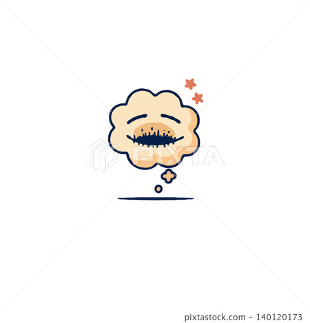 An illustration featuring a distressed face within a thought bubble, symbolizing inner turmoil and the weight of emotions. The minimalistic vector art style enhances the expressiveness, capturing 140120173
