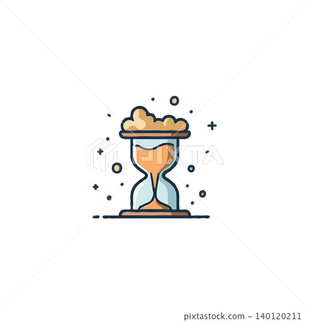 This illustration features a stylized hourglass with a cloud atop, symbolizing time elapsing. The design evokes a sense of urgency, transience, and temporality. It is ideal for projects requiring a This illustration features a stylized hourglass with a cloud atop, symbolizing time elapsing. The design evokes a sense of urgency, transience, and temporality. It is ideal for projects requiring a 140120211