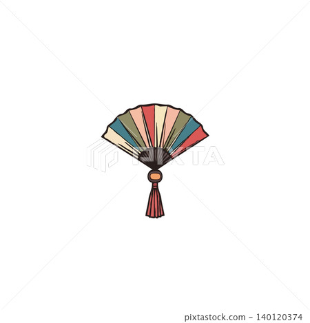 A pastel-colored hand fan illustration with a vintage aesthetic blends elegance and tradition in a decorative design evoking cultural artistry for backgrounds ornaments or heritage souvenirs A pastel-colored hand fan illustration with a vintage aesthetic blends elegance and tradition in a decorative design evoking cultural artistry for backgrounds ornaments or heritage souvenirs 140120374