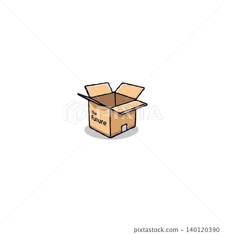 A minimalistic illustration presents an opened cardboard box, symbolizing the unpacking or revealing of 'the future'. The image evokes a sense of potential, new beginnings, and the unfolding of A minimalistic illustration presents an opened cardboard box, symbolizing the unpacking or revealing of 'the future'. The image evokes a sense of potential, new beginnings, and the unfolding of 140120390