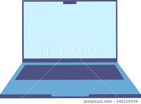 A blue laptop computer, opened and viewed from the front. A blue laptop computer, opened and viewed from the front. 140120549