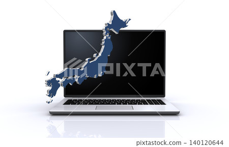 日本地圖和筆記本電腦 140120644