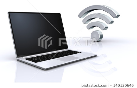 筆記型電腦和 Wi-Fi 圖標，網路存取影像 140120646