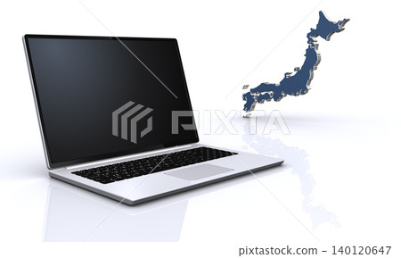 laptop and japan map laptop and japan map 140120647