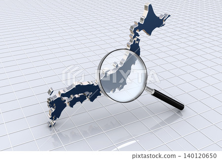 3D map of Japan and magnifying glass 3D map of Japan and magnifying glass 140120650