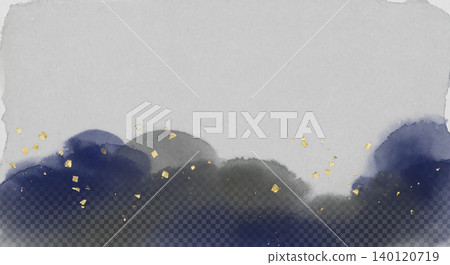 日式背景素材，以半透明金箔和靛藍色與柔和灰色水彩繪製的方格圖案為特色。 140120719