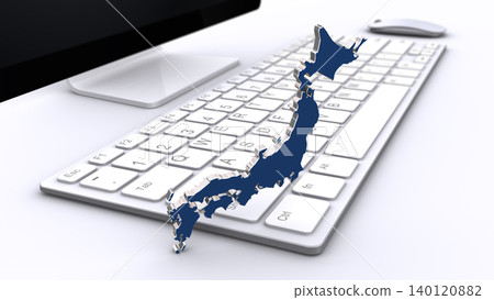 桌上型電腦和日本3D地圖 桌上型電腦和日本3D地圖 140120882