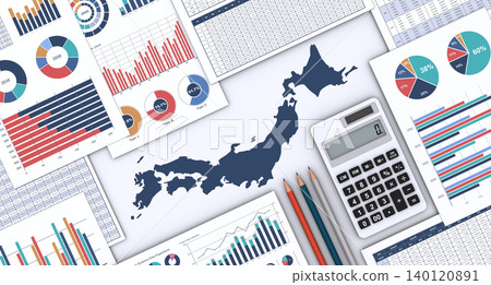 Business documents and a map of Japan Business documents and a map of Japan 140120891