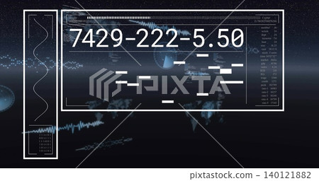 Displaying main UI panel featuring numeric sequence 7429-222-5 Displaying main UI panel featuring numeric sequence 7429-222-5 140121882