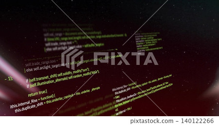 Floating source code panels drifting through 3D space, with green-yellow syntax and lens flares Floating source code panels drifting through 3D space, with green-yellow syntax and lens flares 140122266