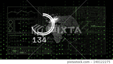 Displaying stylized dotted globe with circular progress arc on dashboard, showing Stock Limit 134 140122275