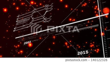 Showing floating UI in virtual space featuring timeline bar, code strips, flowchart, 2003 or 2015 Showing floating UI in virtual space featuring timeline bar, code strips, flowchart, 2003 or 2015 140122326