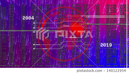 Displaying central red emblem connecting white lines to 2004 and 2019 on dashboard Displaying central red emblem connecting white lines to 2004 and 2019 on dashboard 140122934
