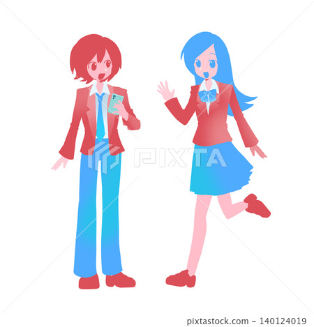 A high school boy and girl meeting up 140124019