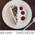 Tasrty slice of banoffee pie topped with whipped cream and chocolate sprinkles, perfect for dessert 140124336