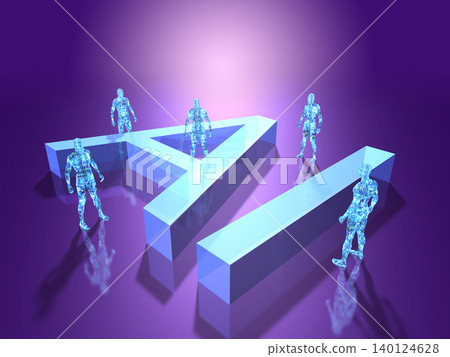 Robots surround AI-generated 3D letters Robots surround AI-generated 3D letters 140124628