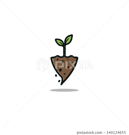 A conceptual illustration showcases a small plant delicately sprouting from a soil structure. The minimal style combines earth elements with a sense of ecological growth, symbolizing new beginnings A conceptual illustration showcases a small plant delicately sprouting from a soil structure. The minimal style combines earth elements with a sense of ecological growth, symbolizing new beginnings 140124655