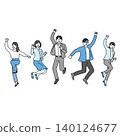 A set of a full-body businessman flying through the air. 140124677