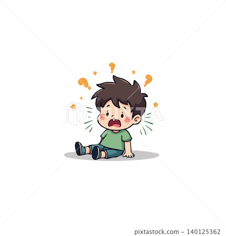 A cartoon image of a distressed child surrounded by question marks, symbolizing confusion and the search for answers. The illustration captures the child's emotion, representing the challenging 140125362