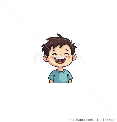 A delightful cartoon illustration of a happy young boy with an infectious smile. This image radiates cheerfulness, capturing the carefree joy of childhood. The design is playful and approachable, A delightful cartoon illustration of a happy young boy with an infectious smile. This image radiates cheerfulness, capturing the carefree joy of childhood. The design is playful and approachable, 140125708