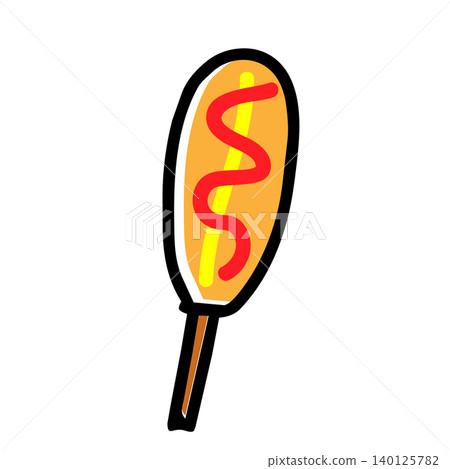 Hand-drawn illustration of a French hot dog Hand-drawn illustration of a French hot dog 140125782