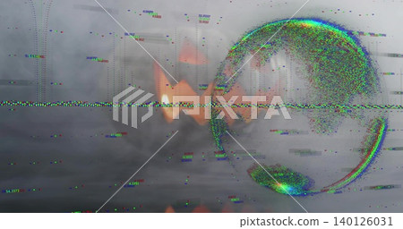 Displaying large RGB noise ring reflecting on bright scanline in corrupted display, copy space Displaying large RGB noise ring reflecting on bright scanline in corrupted display, copy space 140126031