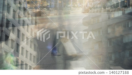 Urban scene with people walking on busy city street, creating motion blur Urban scene with people walking on busy city street, creating motion blur 140127188
