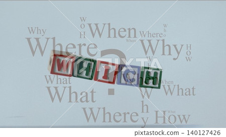 colored blocks are being shown in flat design with question mark, question words for education colored blocks are being shown in flat design with question mark, question words for education 140127426