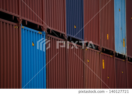 Container logistic. Cargo and shipping business. Container ship for import and export logistic. Container freight station. Logistic industry from port to port. Container at harbor for truck transport. Container logistic. Cargo and shipping business. Container ship for import and export logistic. Container freight station. Logistic industry from port to port. Container at harbor for truck transport. 140127721