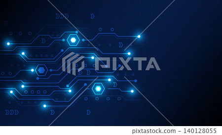 Abstract digital circuit board technology vector background with glowing data connection lines 140128055