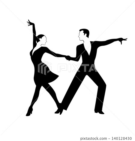 Silhouette illustration of a man and woman dancing Latin American ballroom dance. Silhouette illustration of a man and woman dancing Latin American ballroom dance. 140128430