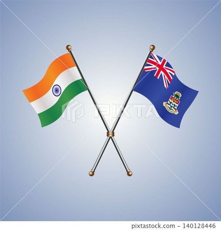 India and Cayman Islands flag relations. Vector Illustration 140128446
