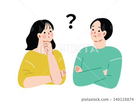 男人和女人思考的插圖 男人和女人思考的插圖 140128874