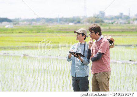 Men using tablets for farming 140129177