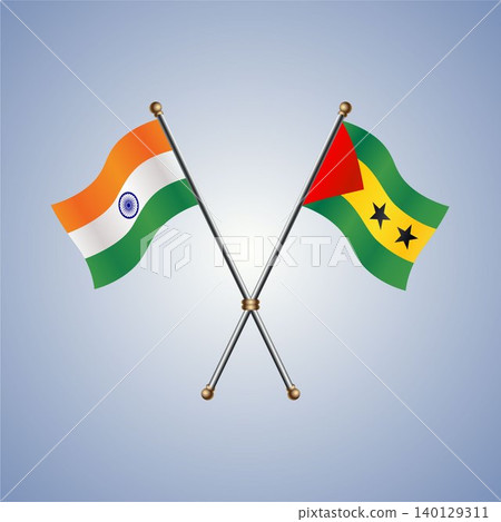 India and Sao Tome and Principe flag relations. Vector Illustration India and Sao Tome and Principe flag relations. Vector Illustration 140129311