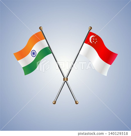 India and Singapore flag relations. Vector Illustration India and Singapore flag relations. Vector Illustration 140129318