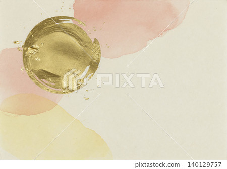 奢華的日式背景,以珊瑚色和淡蛋殼色的水彩圖案為襯托,圖案中漂浮著一片巨大的金箔圓圈。 奢華的日式背景,以珊瑚色和淡蛋殼色的水彩圖案為襯托,圖案中漂浮著一片巨大的金箔圓圈。 140129757