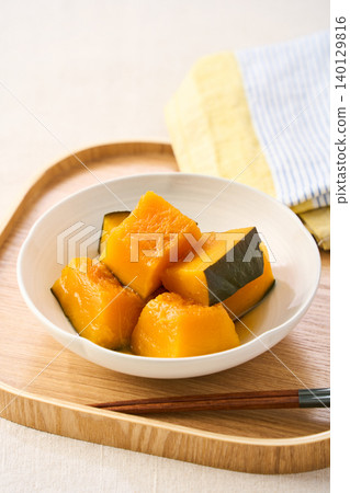 Simmered pumpkin: A classic Japanese home-style dish. Simmered pumpkin: A classic Japanese home-style dish. 140129816
