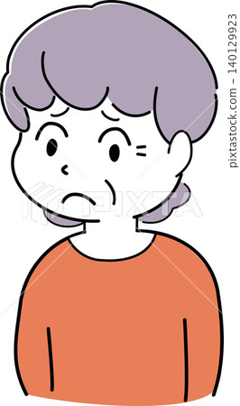 Simple illustration of a senior woman with a troubled expression (troubled, anxious, thinking, facial expression) Simple illustration of a senior woman with a troubled expression (troubled, anxious, thinking, facial expression) 140129923