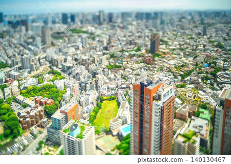 Tokyo cityscape in the heart of the city: Shift lens for a miniature-style reverse tilt-shift effect. Tokyo cityscape in the heart of the city: Shift lens for a miniature-style reverse tilt-shift effect. 140130467