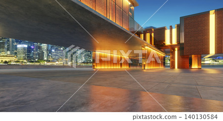 3d rendering modern building featuring illuminated walls against cityscape 3d rendering modern building featuring illuminated walls against cityscape 140130584