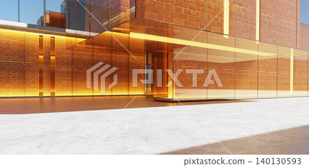 3d rendering modern building combining brick walls and transparent glass 140130593
