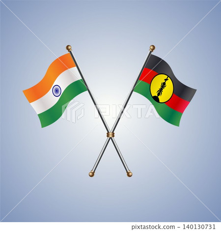 India and New Caledonia flag relations. Vector Illustration India and New Caledonia flag relations. Vector Illustration 140130731
