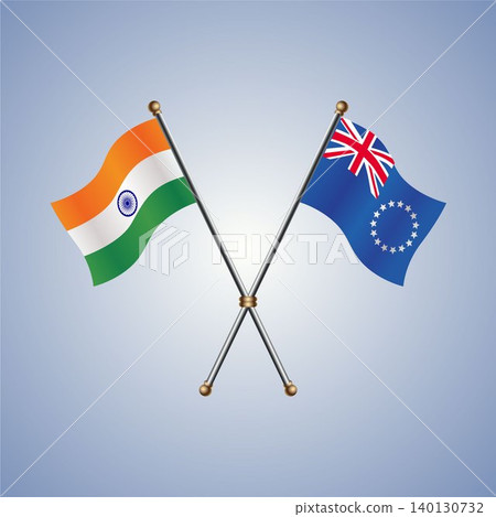 India and Cook Islands flag relations. Vector Illustration 140130732