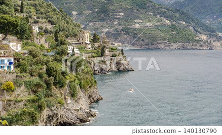 Ravello, Italy along the Amalfi Coast at dusk. 140130790