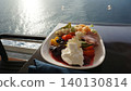 Dining Room Buffet aboard the abstract luxury cruise ship. Healthy breakfast at modern liner concept 140130814